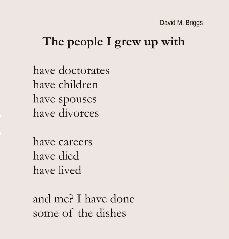 An image of the poem 'The people I grew up with' by David M. Briggs