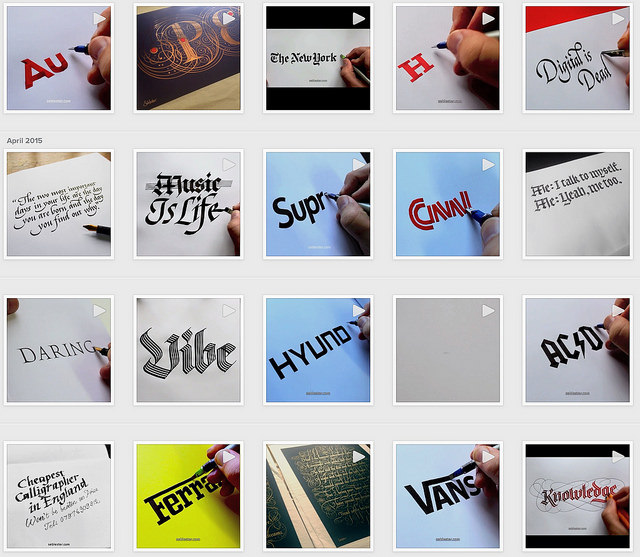Seb Lester drawing versions of famous logo
