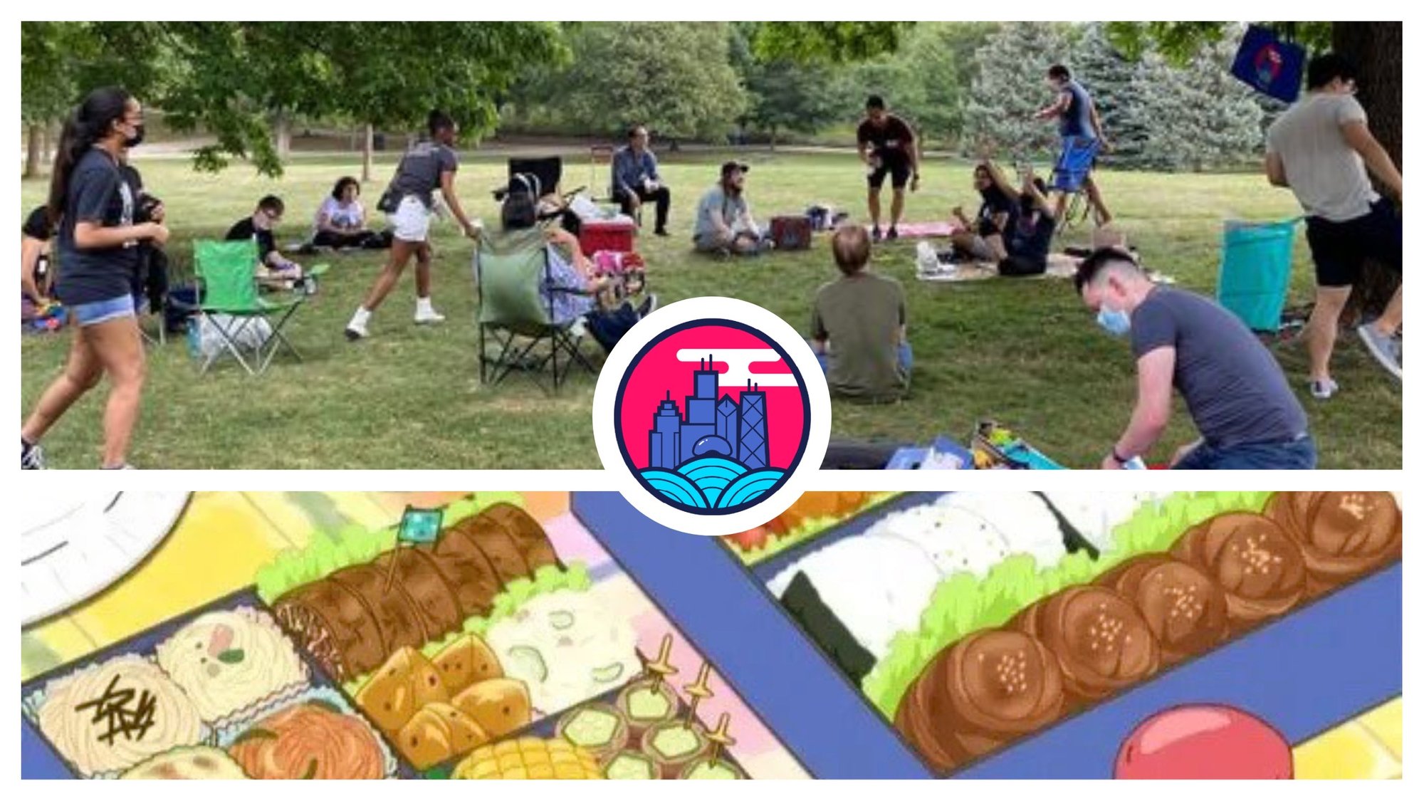 Collage of 2021’s picnic and anime bento