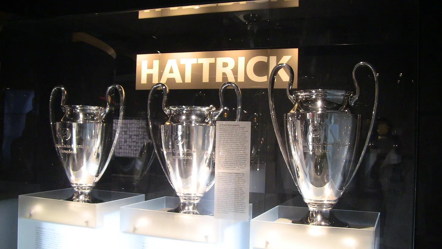 Bayern hattrick champions league trophies.jpg Bayern hattrick champions league trophies.jpg