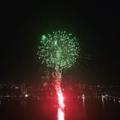 Fireworks with the Boston skyline in the background!