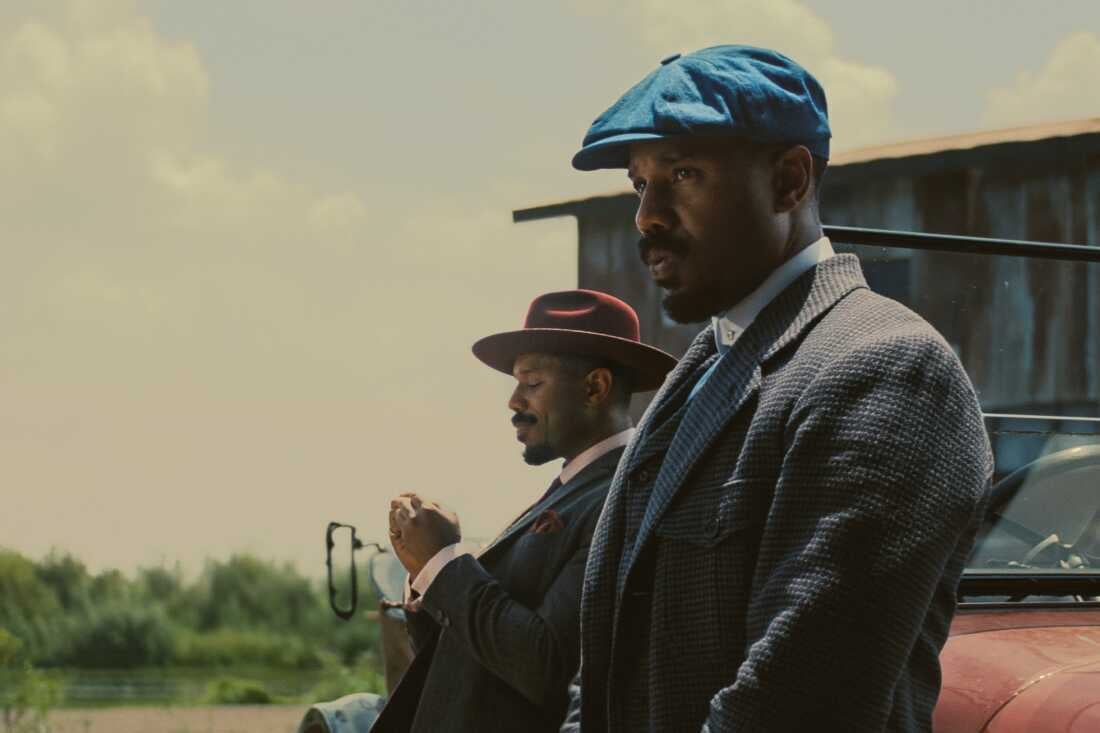 Michael B. Jordan playing identical twins Smoke and Stack in Ryan Coogler's new movie SINNERS.
