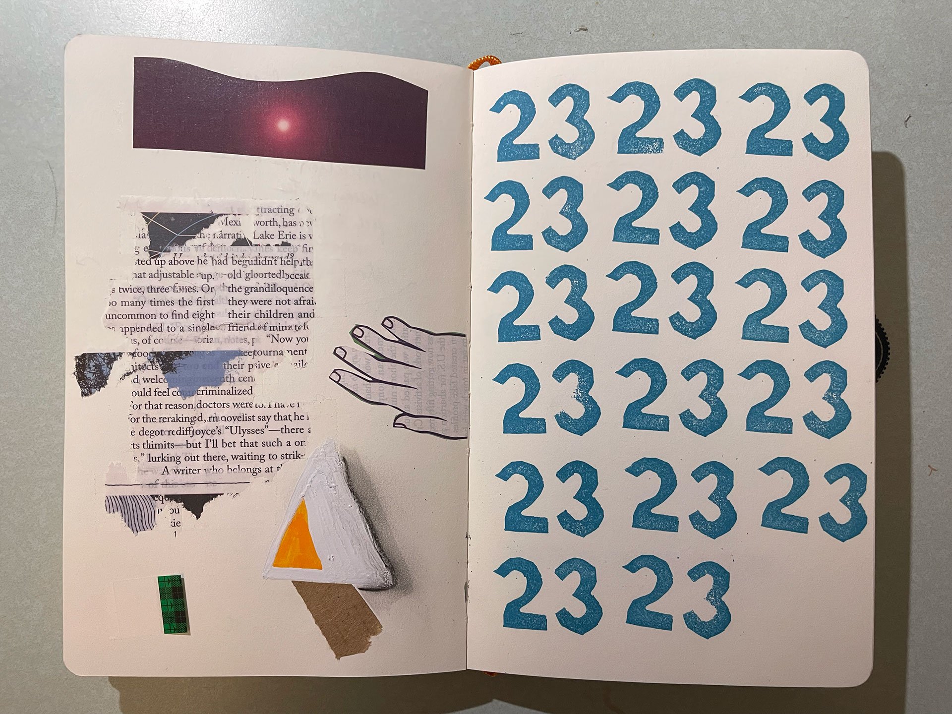 Sketchbook page with collage and writing Sketchbook page with collage and writing