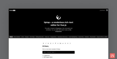 Tiptap is a Rich Text Editor Framework for Vue.js