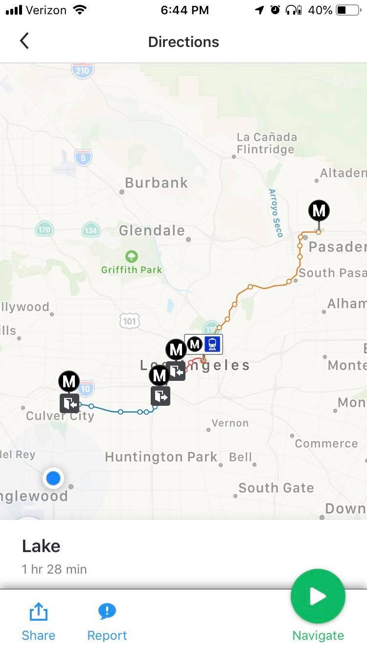 a map of all the subway lines we took to get to pasadena