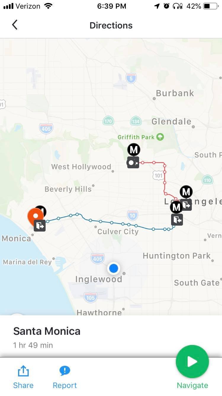 a metro map from hollywood to santa monica
