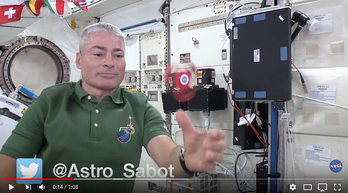 still from "Fidget spinner spinning in space!" [click to view]