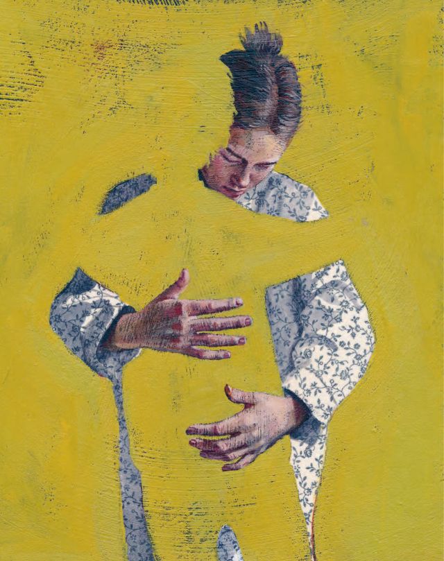 Illustrasjon til boka "La oss snakke om 22. juli" av Thomas J.R. Marthinsen. Kunstner: Els Cools