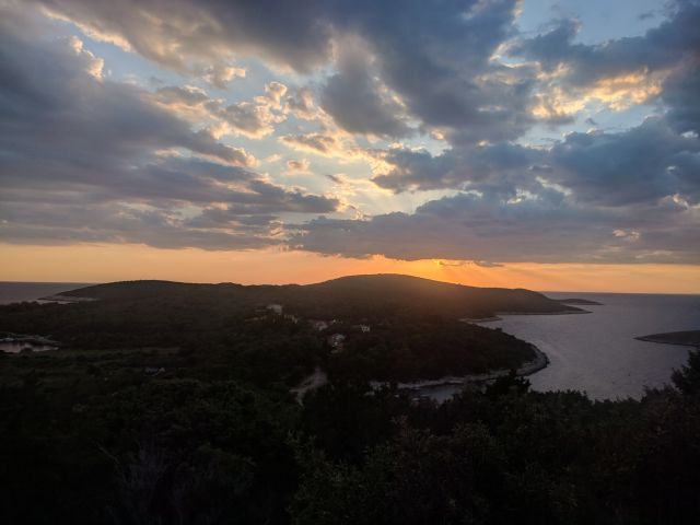 image of an island sunset