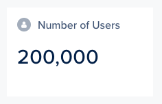 An image of a white square. Inside of it reads: "Number of Users: 200,000".