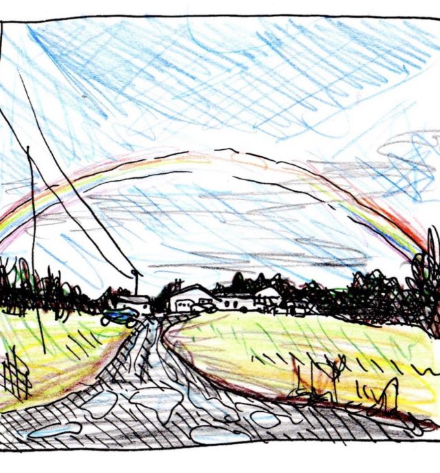 a drawing of a rainbow