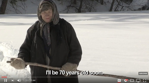 Still from "Surviving in the Siberian Wilderness for 75 Years (Agafia Lykov)"