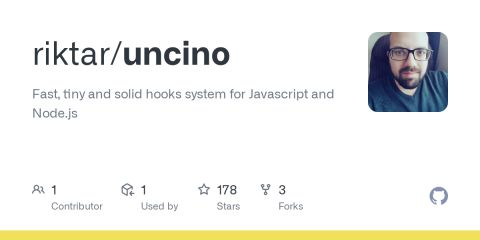 GitHub - riktar/uncino: Fast, tiny and solid hooks system for Javascript and Node.js
