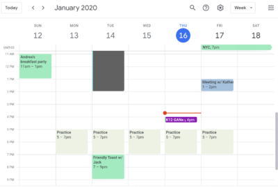 a screenshot of my calendar from IAP