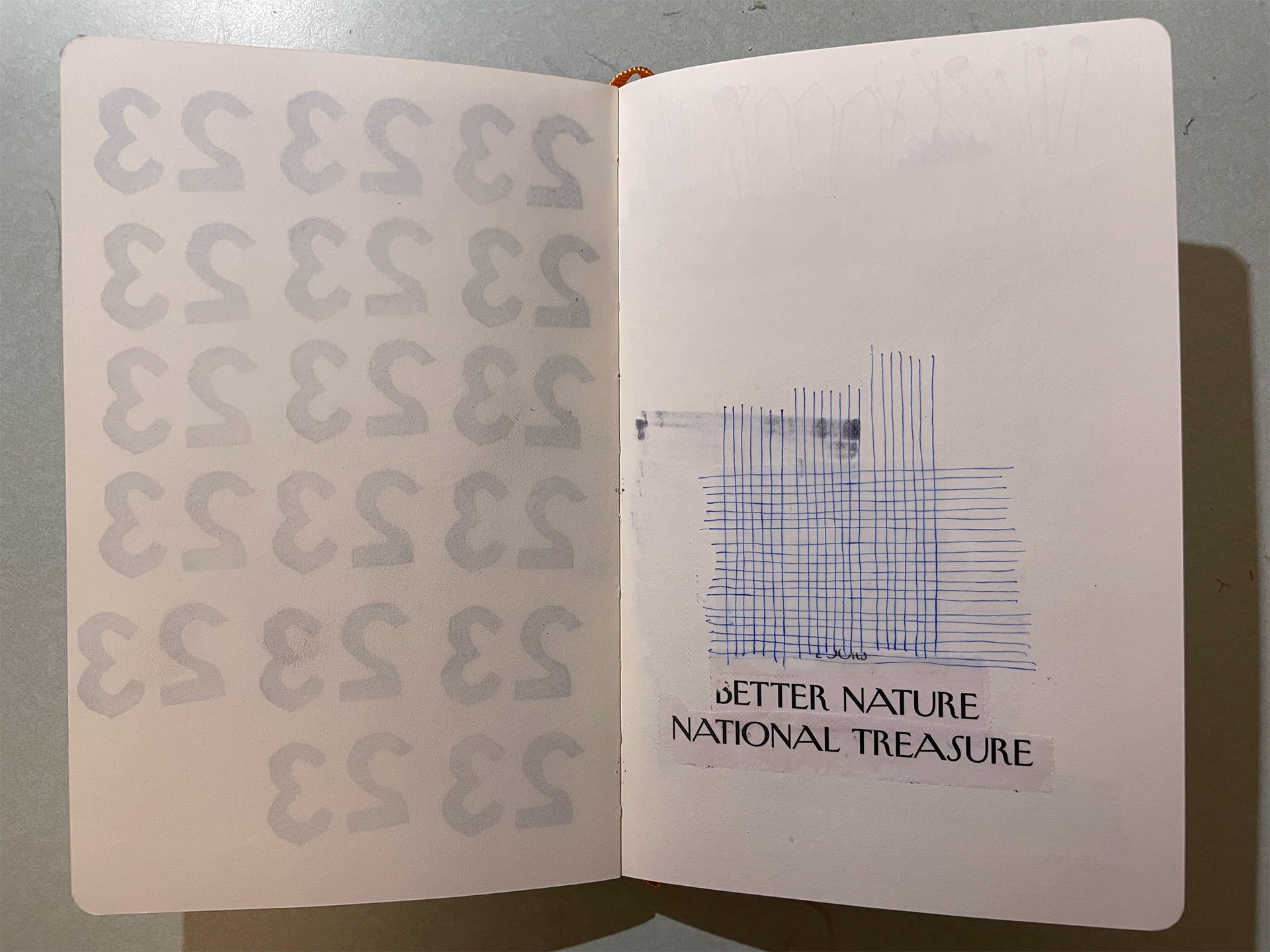 Sketchbook page with collage and writing Sketchbook page with collage and writing