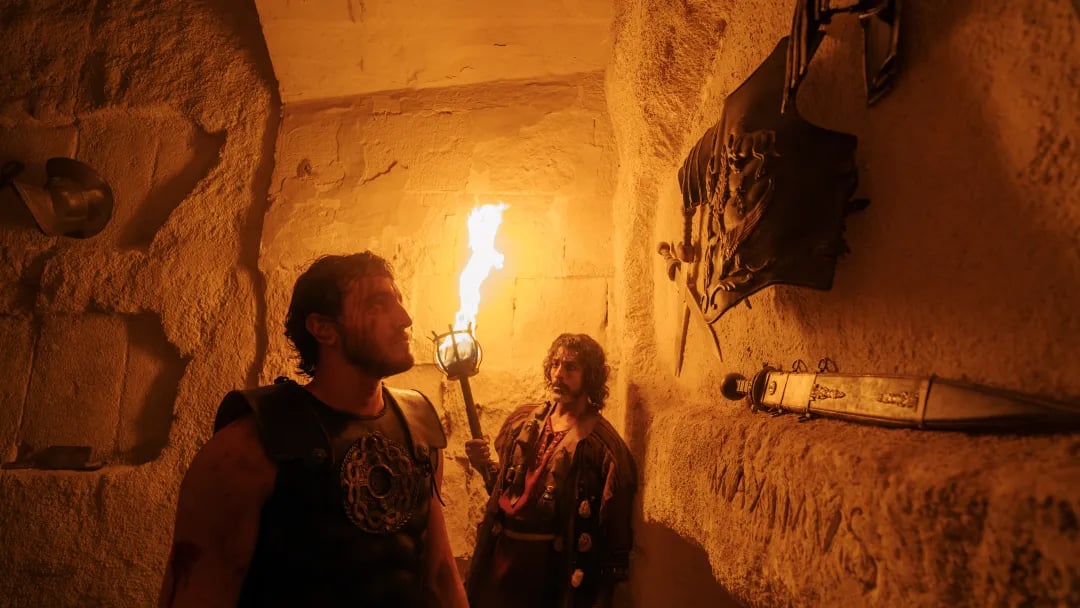Ravi and Lucius at the gladiators' shrine to Maximus