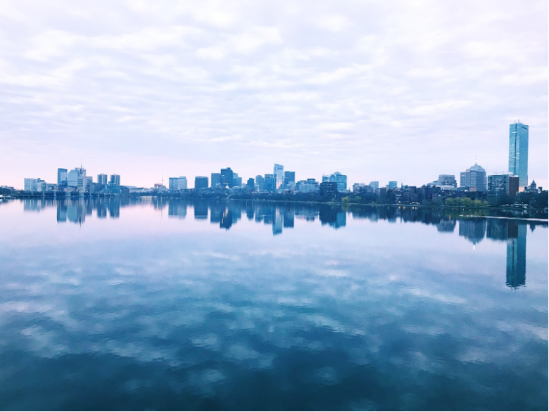 cloudy sunrise over the charles