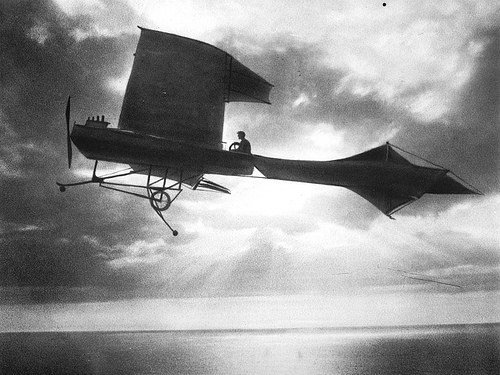 Paul Latham over the English Channel, 1909