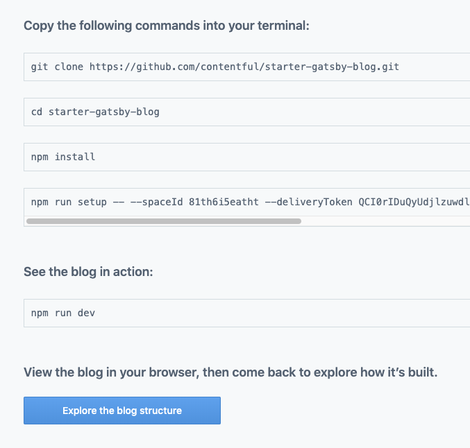 Screenshot of contentful integration flow