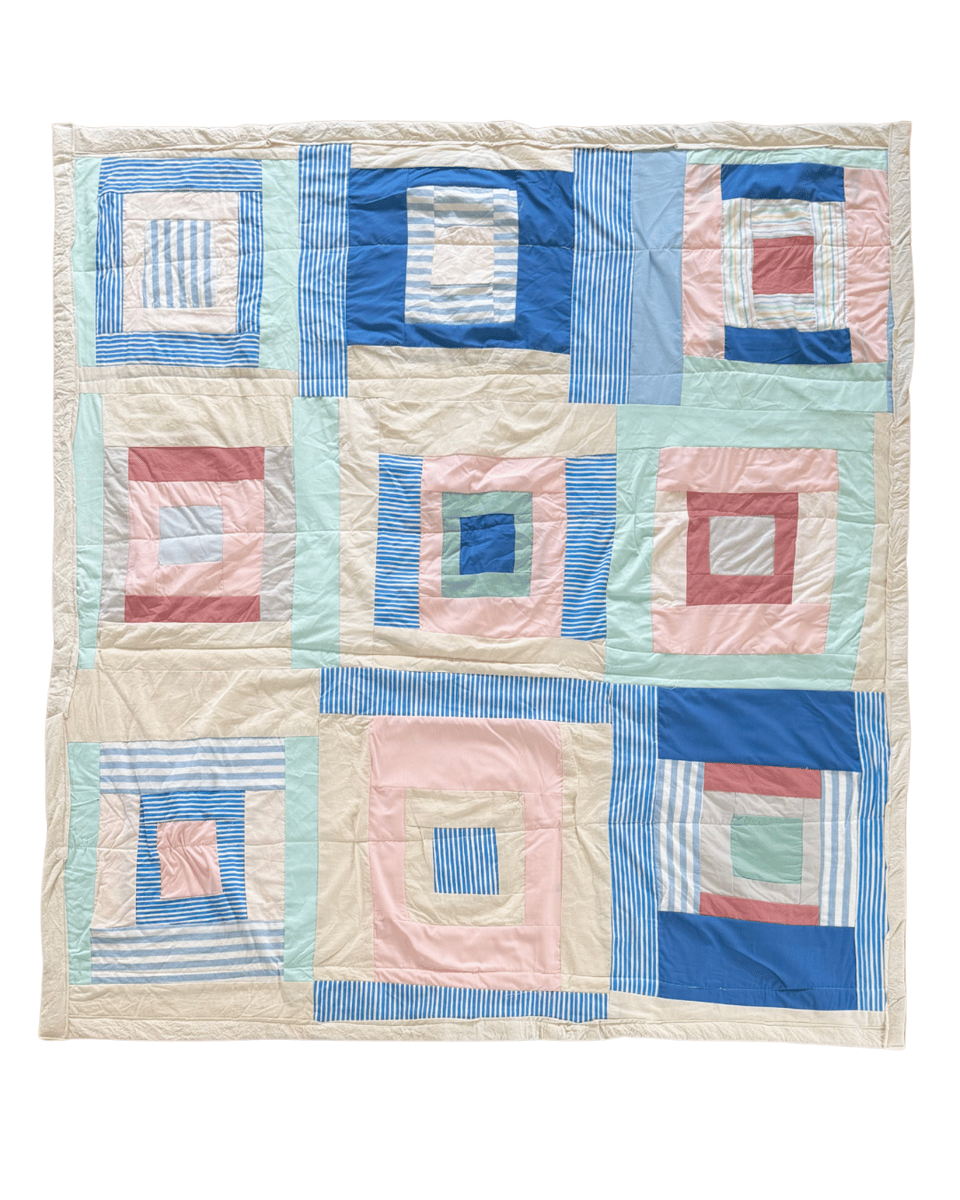 A log cabin colorful quilt 