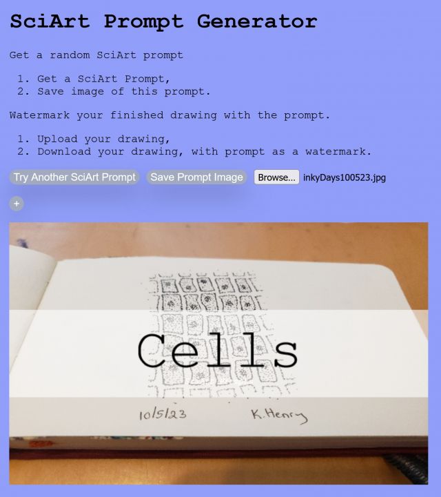 Screenshot of my SciArt Prompt Generator