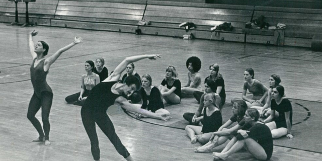 young people doing modern dance in a gym
