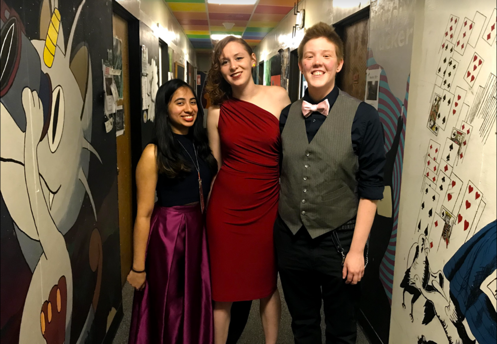 nisha and friends dressed fancy
