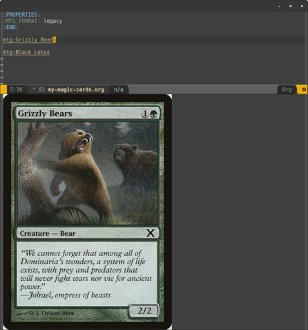 I made an Emacs extension that displays Magic: the Gathering card tooltips