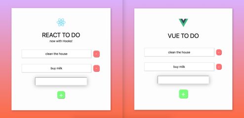 I created the exact same app in React and Vue. Here are the differences. [2019 Edition]