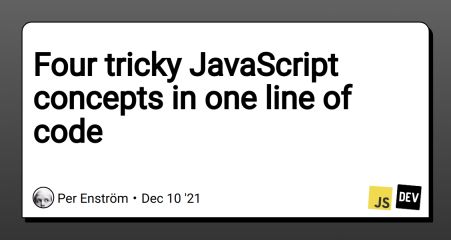Four tricky JavaScript concepts in one line of code