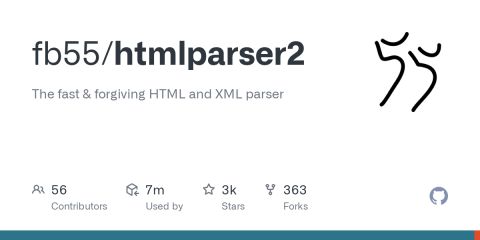 GitHub - fb55/htmlparser2: The fast & forgiving HTML and XML parser