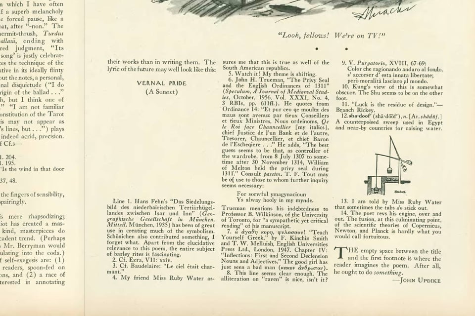 [Three columns of numbered text on a page with a title, a lot of white space underneath, and a line drawing.]