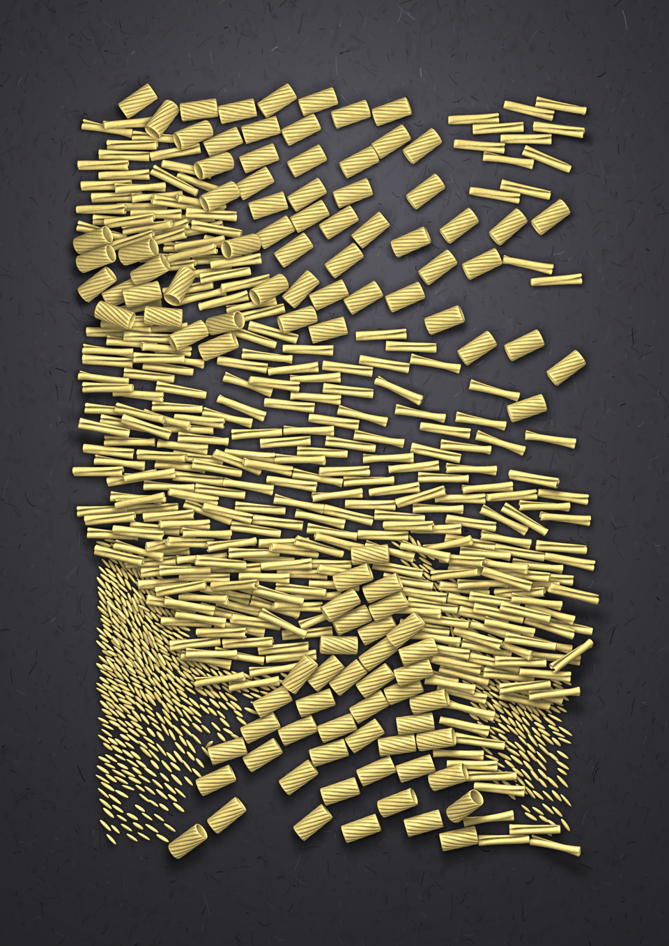 flat-lay of tubular dried pasta