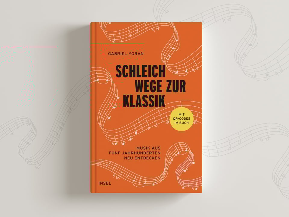 Book cover for "Schleichwege zur Klassik": A red book with dancing notes