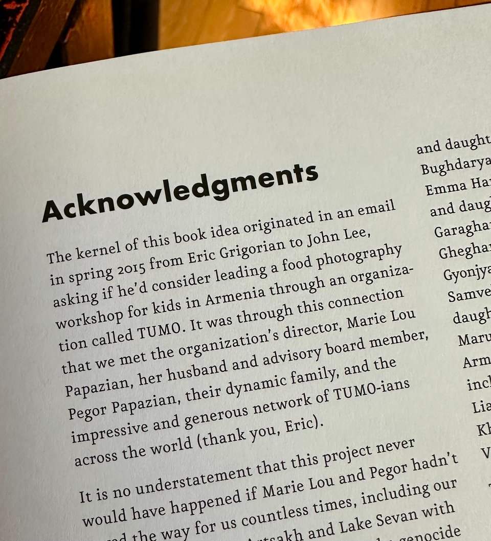 The first paragraph of the acknowledgments page of Lavash, effusively thanking TUMO for their help