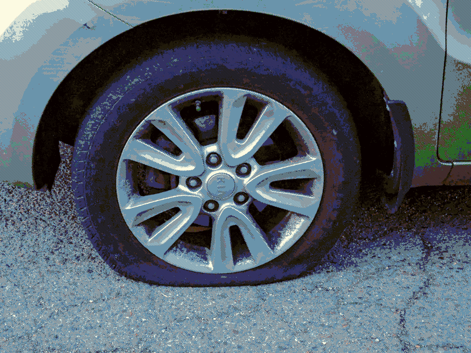 A flat tire.