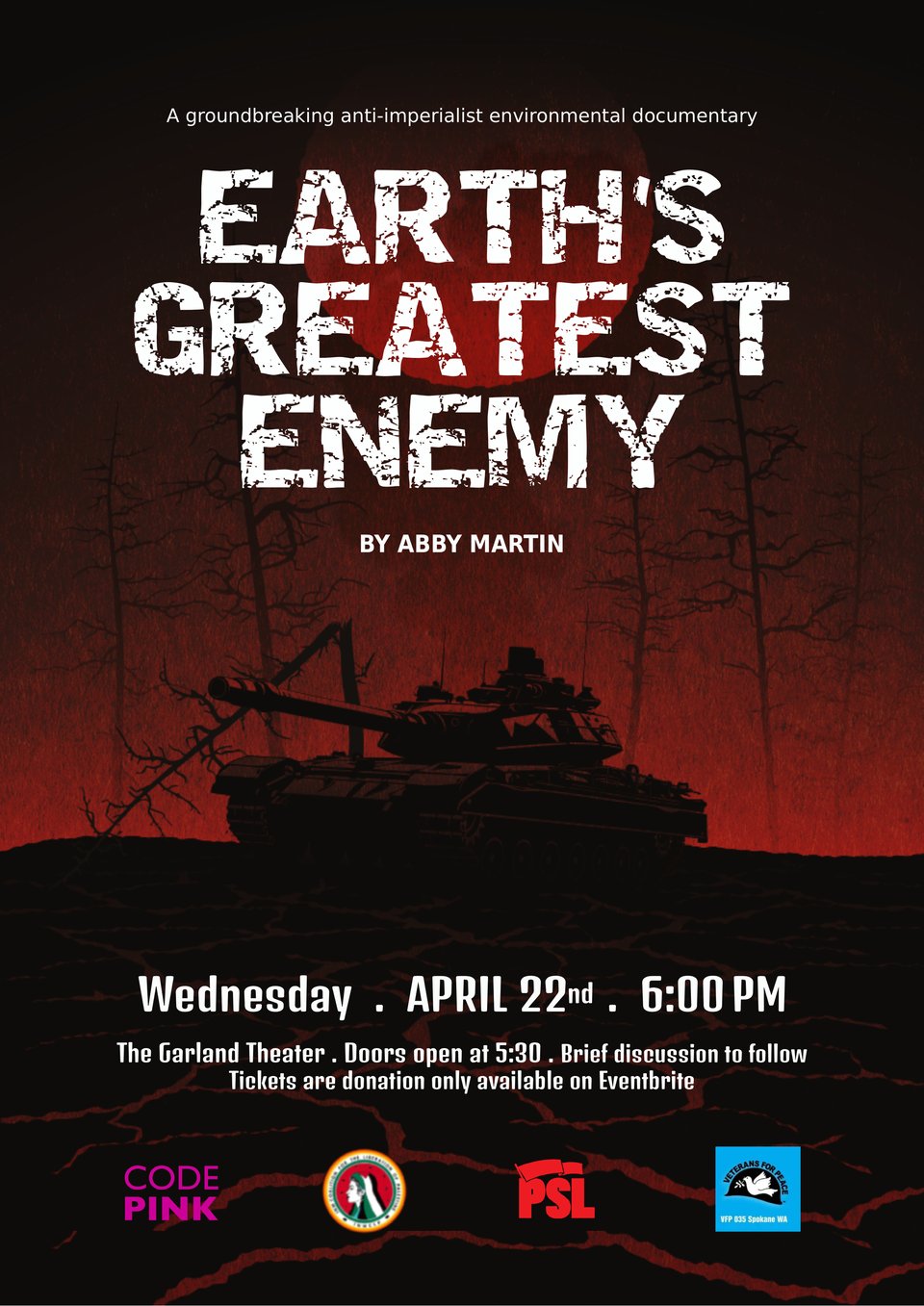 EARTH'S GREATEST ENEMY SCREENS AT THE GARLAND THEATRE ON WEDNESDAY!