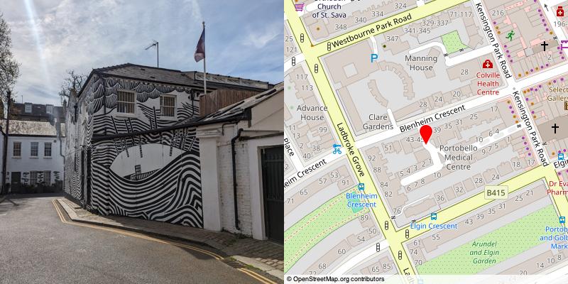 A picture and map of the mews