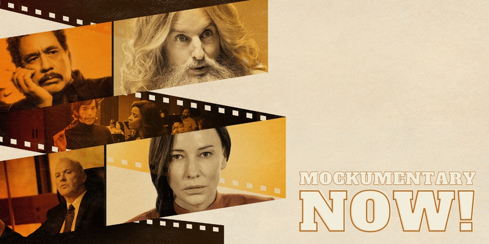 A Mockumentary NOW! poster with various famous people who will not be actually appearing at the course.