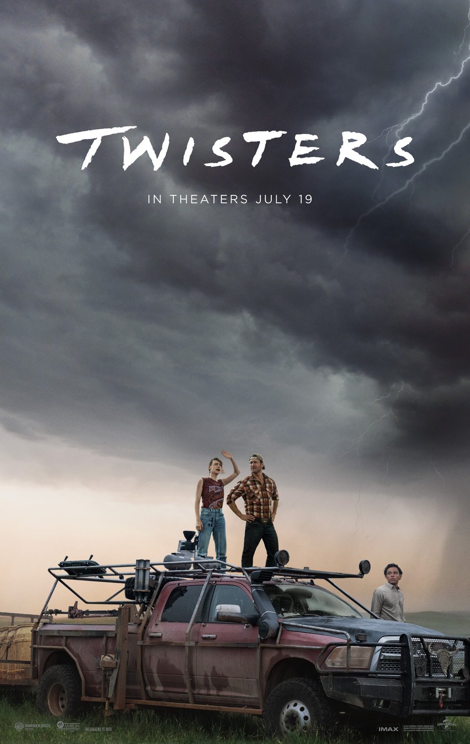 A theaterical movie poster for the 2024 film Twisters