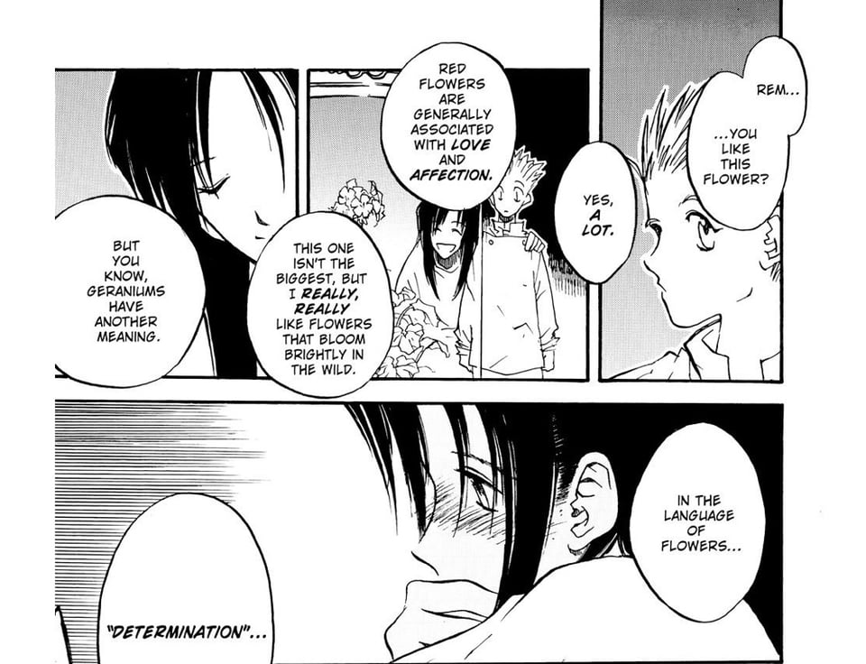 "rem...you like this flower" "red flowers are generally associated with love and affection...in the language of flowers...determination"