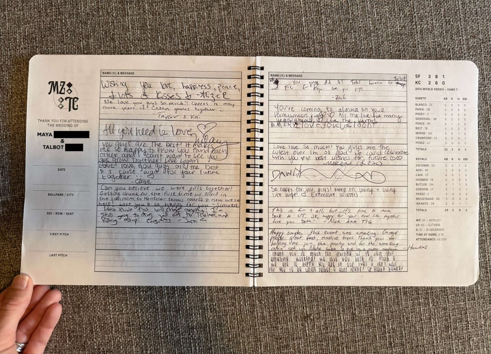 Custom Square Scorebook wedding guestbook