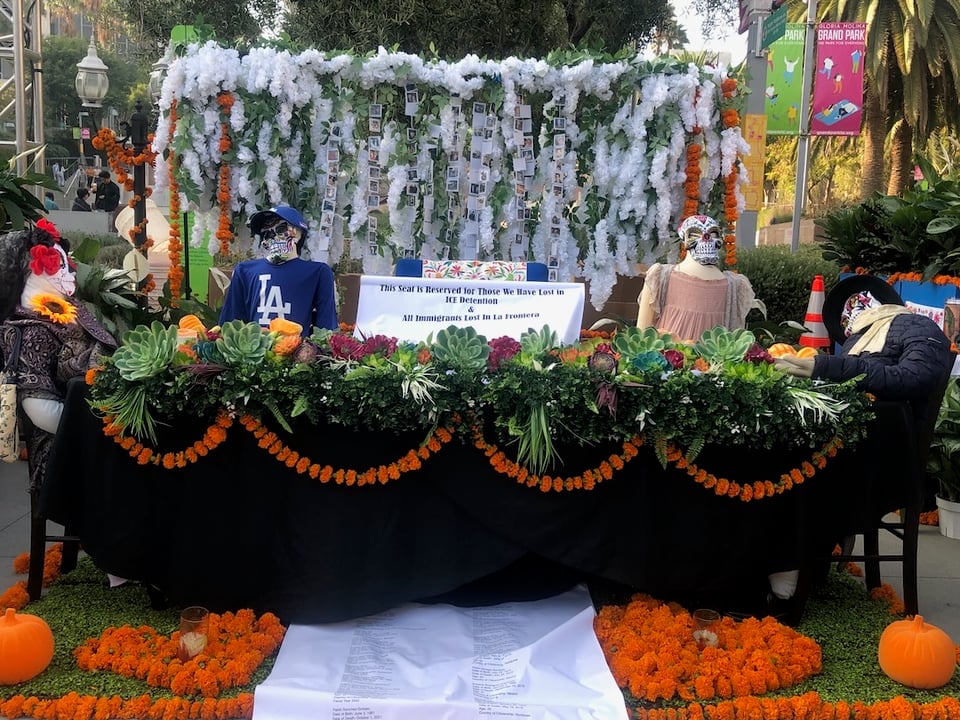Dia de los Muertos altar at Gloria Molina Grand park