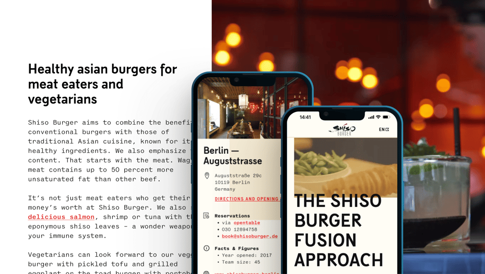 A collage of impressions from the Shiso Burger project