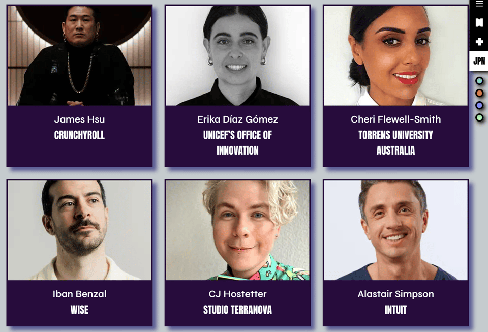 A lineup of six speakers. One of them is CJ.
