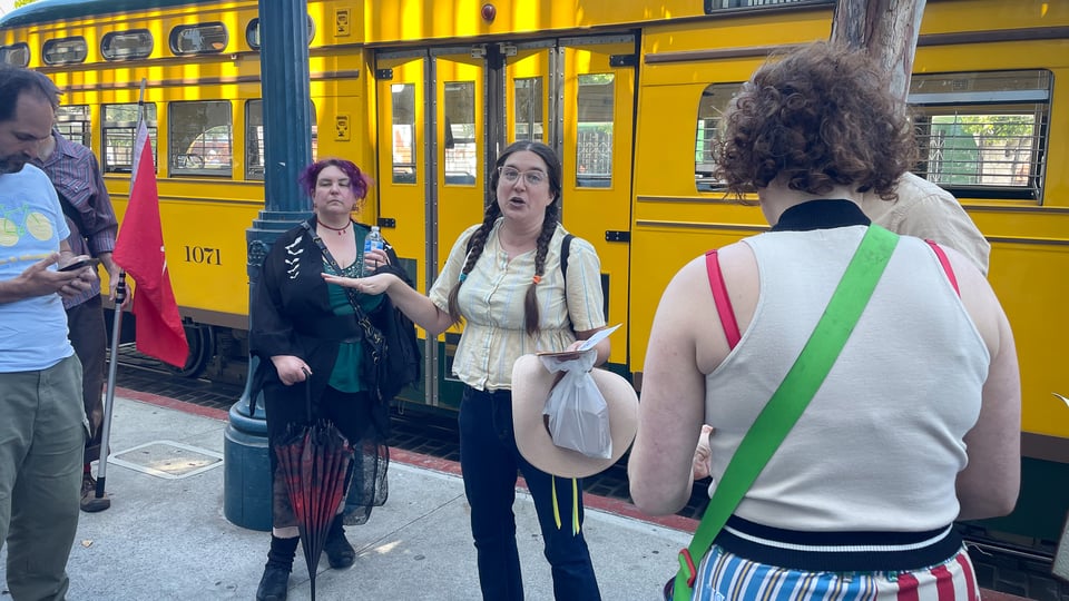 Telling stories near the F Market train