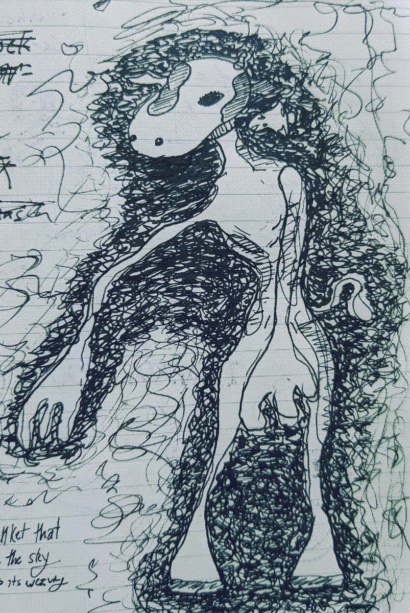 Cartoon illustration of an emaciated, bipedal cow creature.