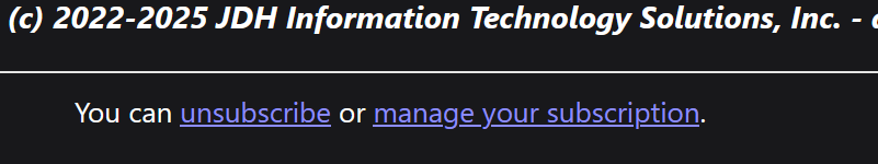Email footer links