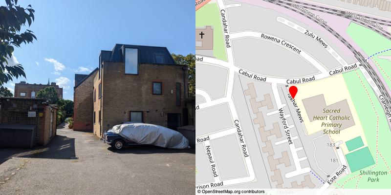 A picture and map of the mews