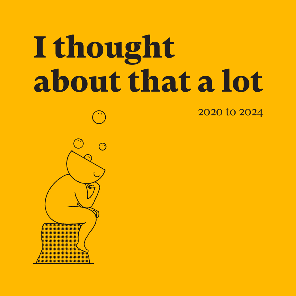 image show a line drawing genderless character sitting on a step, thinking